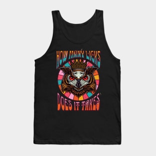 Funny Owl How Many Licks Does It Take Retro Vintage Tank Top